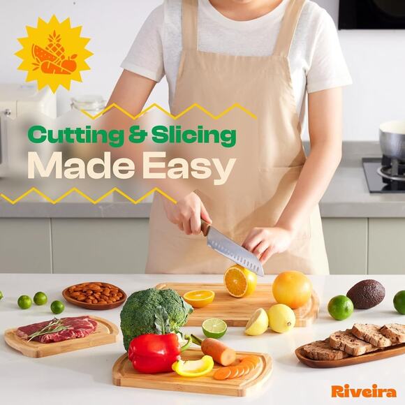 Riveira Two Tone Bamboo Wood Cutting Board – Versatile And Durable: Set Of 3 Pcs - Picture 3 of 6